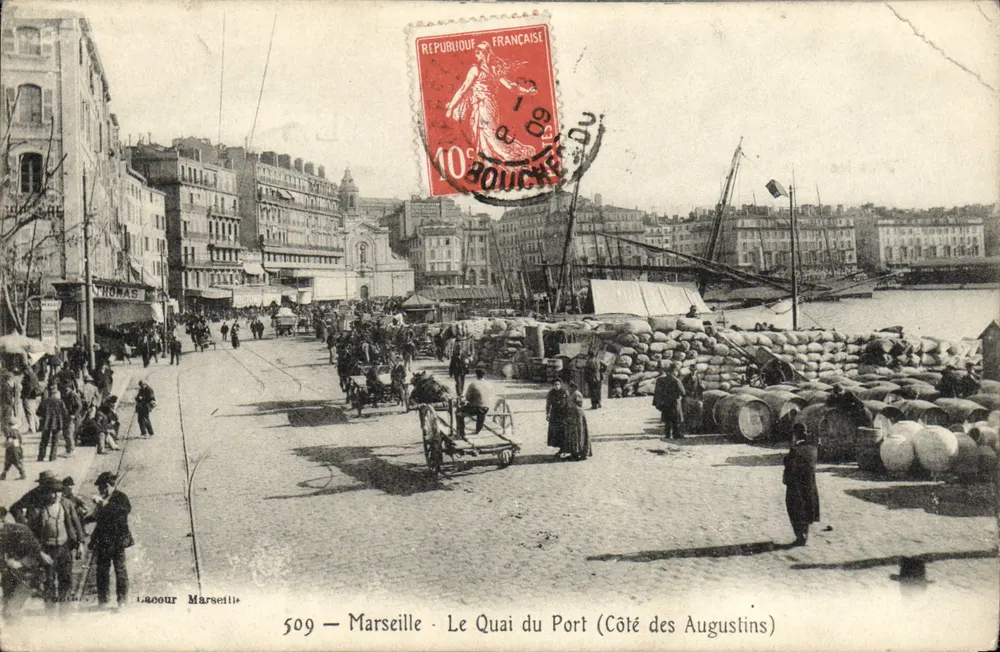 Marseille — Der Kai des Hafens (Seite der Augustiner) — Verleger L. Laour, n° 509 - Vorderseite