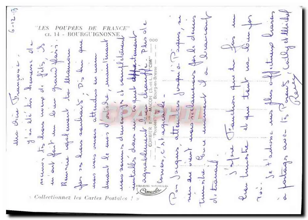 Boneca burguesa — coleção 'As Bonecas da França' — Cim, Bourgoin-Bresse - Verso