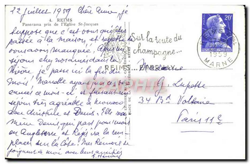 Reims — Catedral Nossa Senhora — Éditions de la Médiérale - Verso