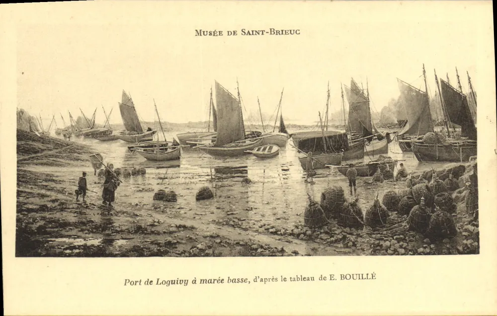 Niedrigwasser am Hafen von Loguivy — nach dem Gemälde von E. BOUILLÉ — Musée de Saint-Brieuc - Vorderseite