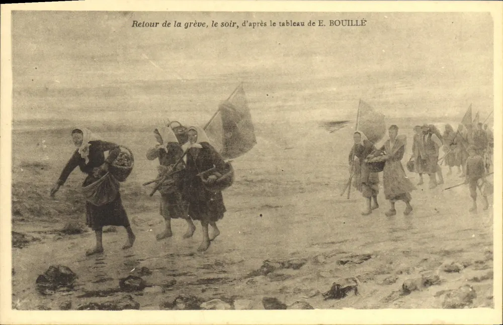 Rückkehr vom Strand, am Abend, nach dem Gemälde von E. BOUILLÉ - Vorderseite