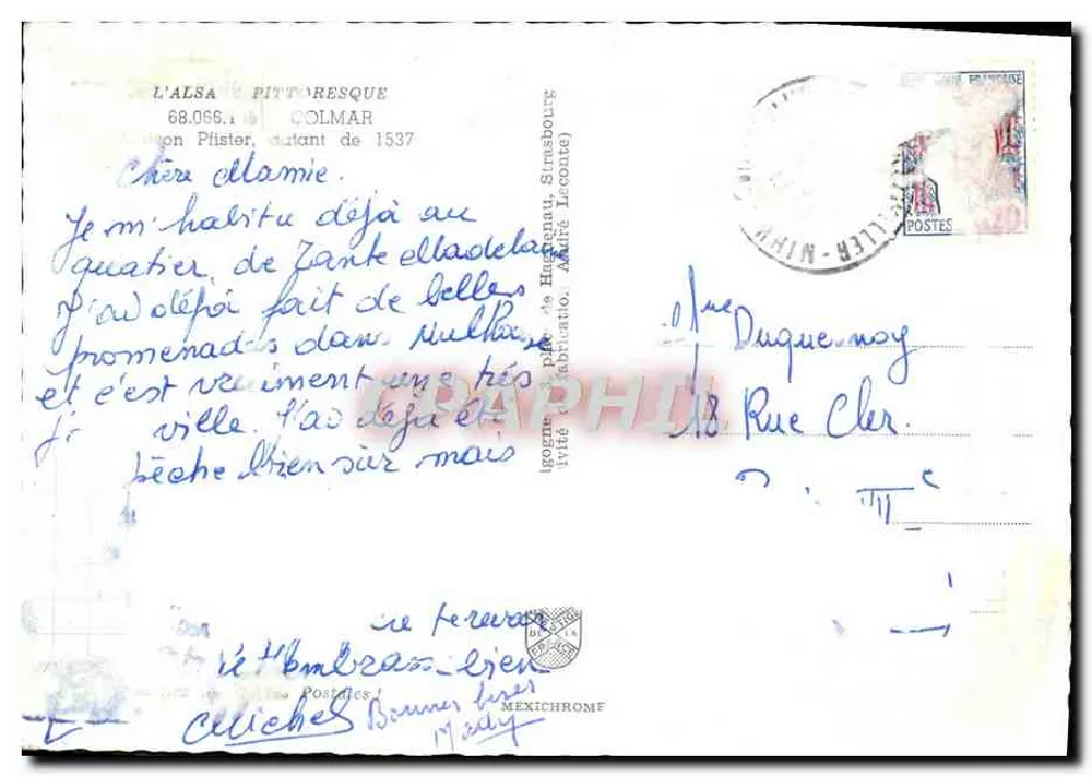 Alsa Pittoresque — Colmar, França — editor MEXICHROMF, n° 68.066.1 - Verso