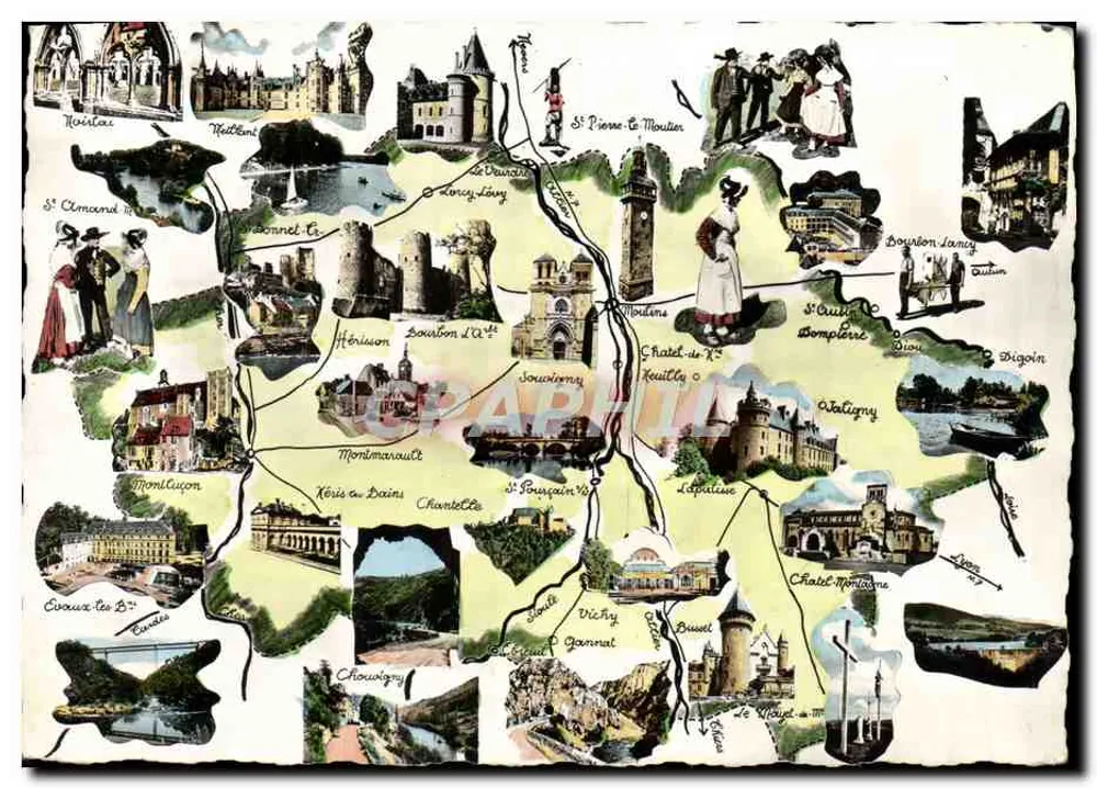 Cartão postal ilustrado da região do Bourbonnais — editor F07 LE BOURBONNAIS - Frente