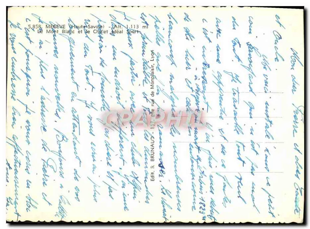 Mont Blanc und Le Chalet — Ideal Sports — Verlag R. BRUNAUD, Lyon - Rückseite