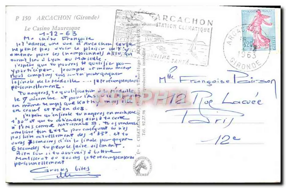 Das Mauresque-Casino — Arcachon — Verlag Elcé, n° P 150 - Rückseite