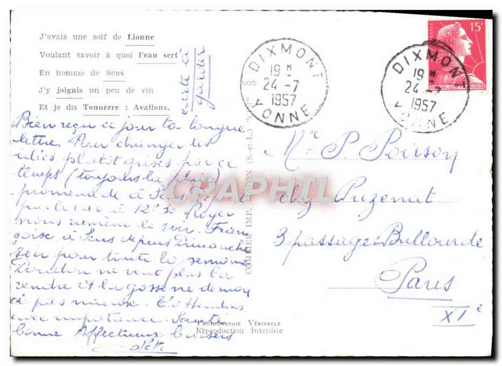Eu tinha sede da Yonne... — Panorama das cidades de Sens, Joigny, Auxerre, Tonnerre e Avallon — Editor não visível - Verso