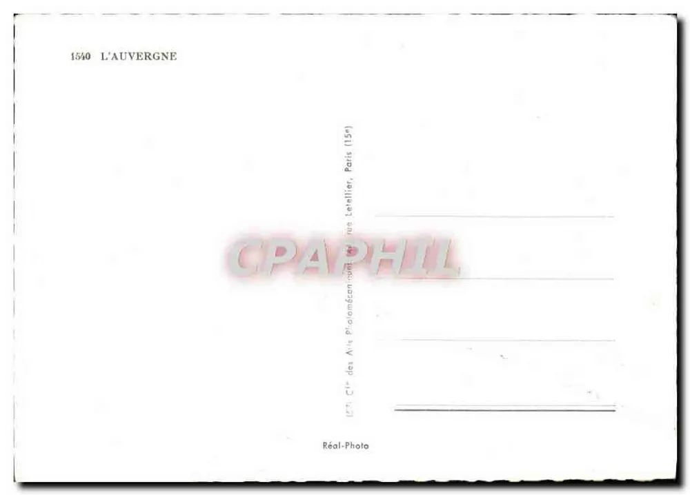 L'Auvergne — carta postal ilustrada — Clé des Auvergne, Paris - Verso