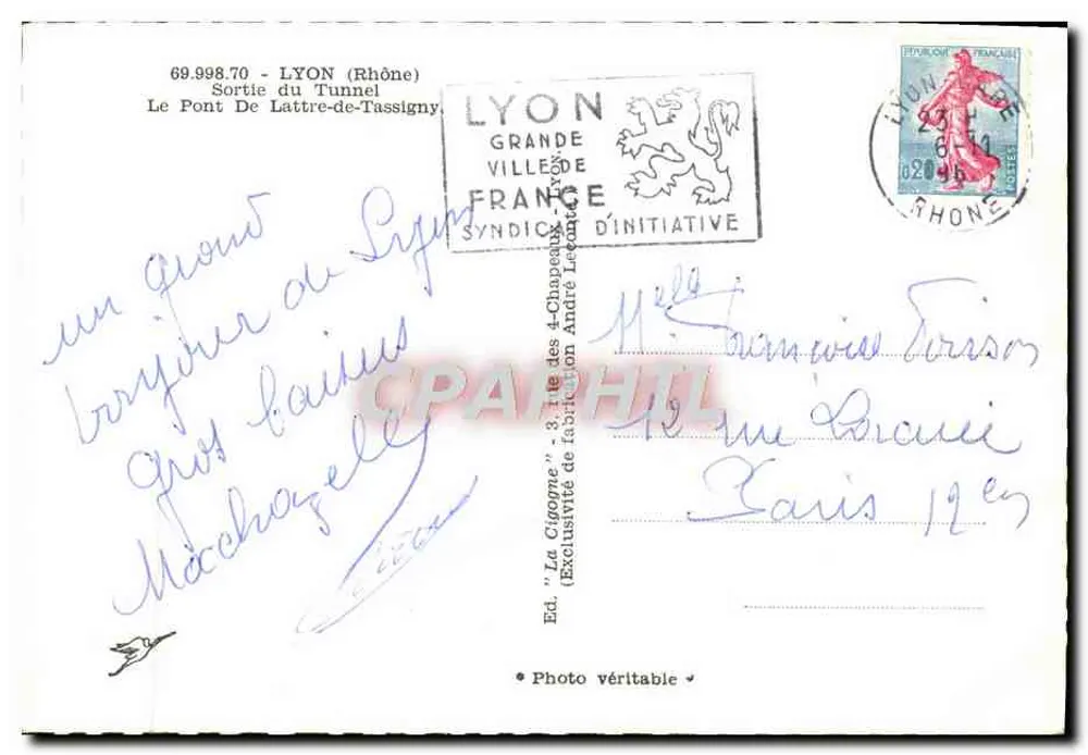 La Cigogne — Salida del túnel Pont de Lattre-de-Tassigny — Ed. 'La Cigogne' - Exclusividad de fabricación André Levantin - Reverso