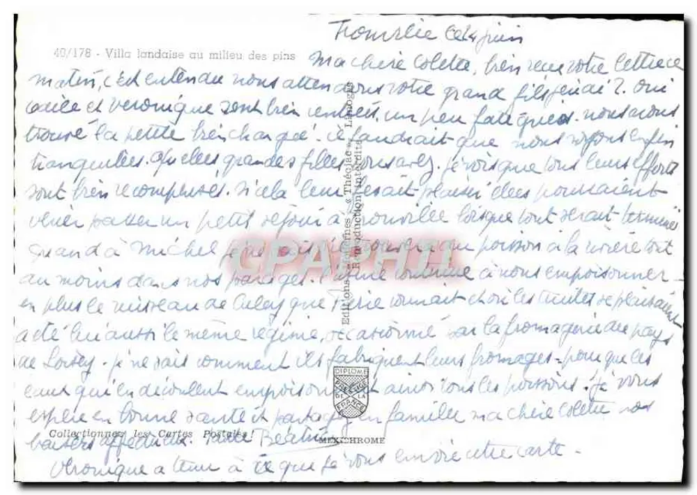 Landais-Villa zwischen Kiefern — Éditions de la Poste, n° 49/178 - Rückseite