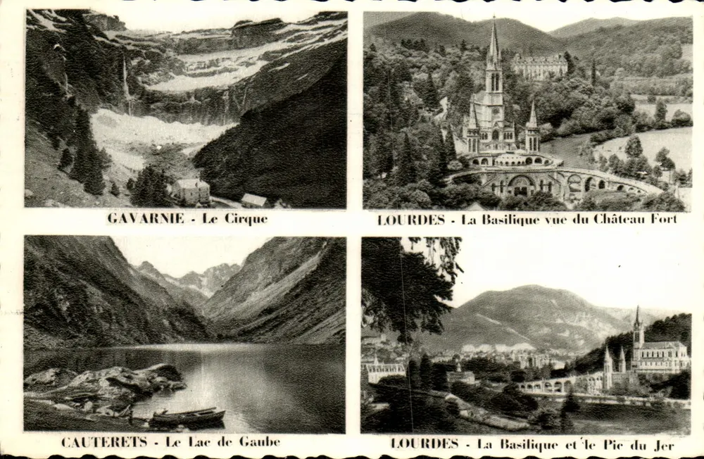 Gavarnie - Le Cirque / Lourdes - La Basilique vue du Château Fort / Cauterets - Le Lac de Gaube / Lourdes - La Basilique et le Pic du Jer — Verlag: Centre Mondial de Pèlerinages, n° 365 - Vorderseite