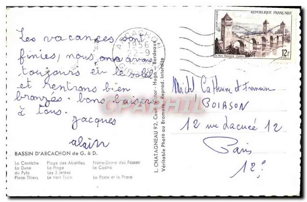 Bassins d'Arcachon — Panoramablick — L. Chatagneau, Corr. à Brumaire, n°92 - Rückseite