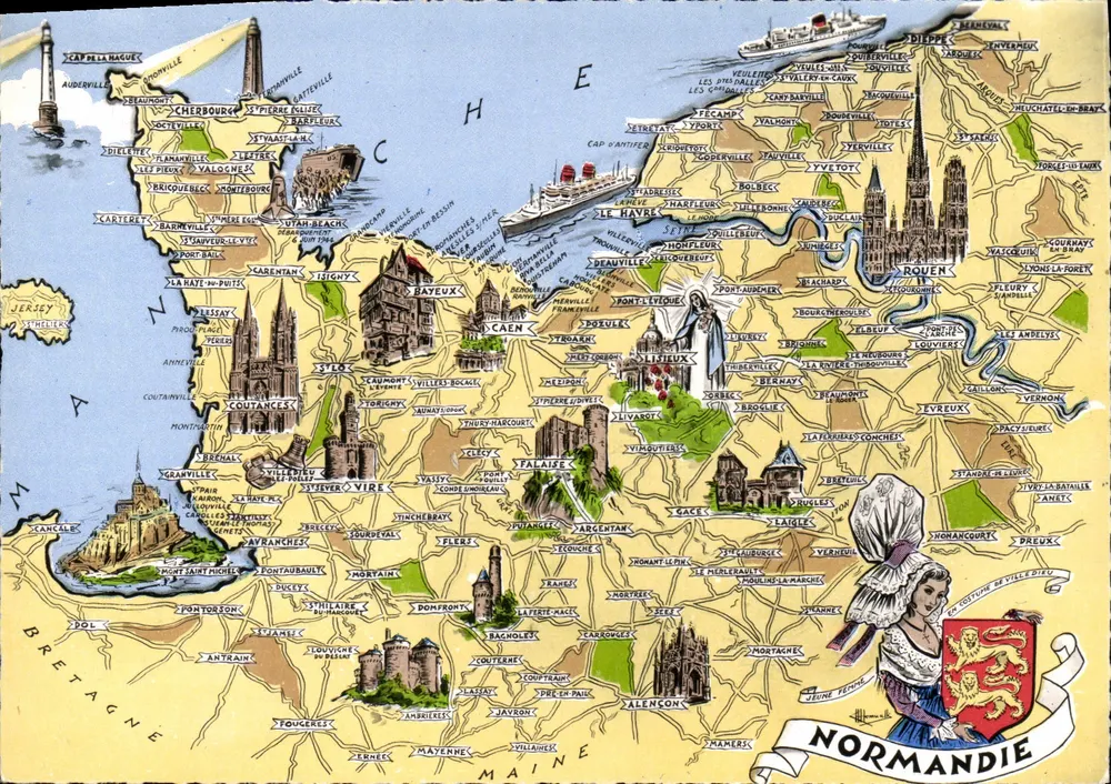 Normandia — carta ilustrada dos locais — Edições APTAUD Fils, Nantes - Frente