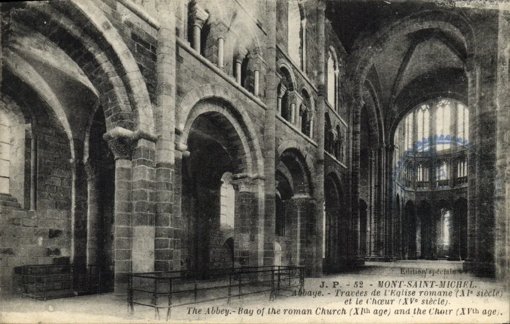 Mont-Saint-Michel - Abtei - Nischen der romanischen Kirche (11. Jahrhundert) und der Chor (15. Jahrhundert) — J.P. - 52 — Sonderausgabe - Vorderseite