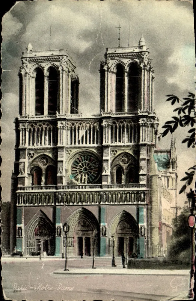 Paris - Notre-Dame — façade gothique avec rosace — éditeur G. Goy - Frente