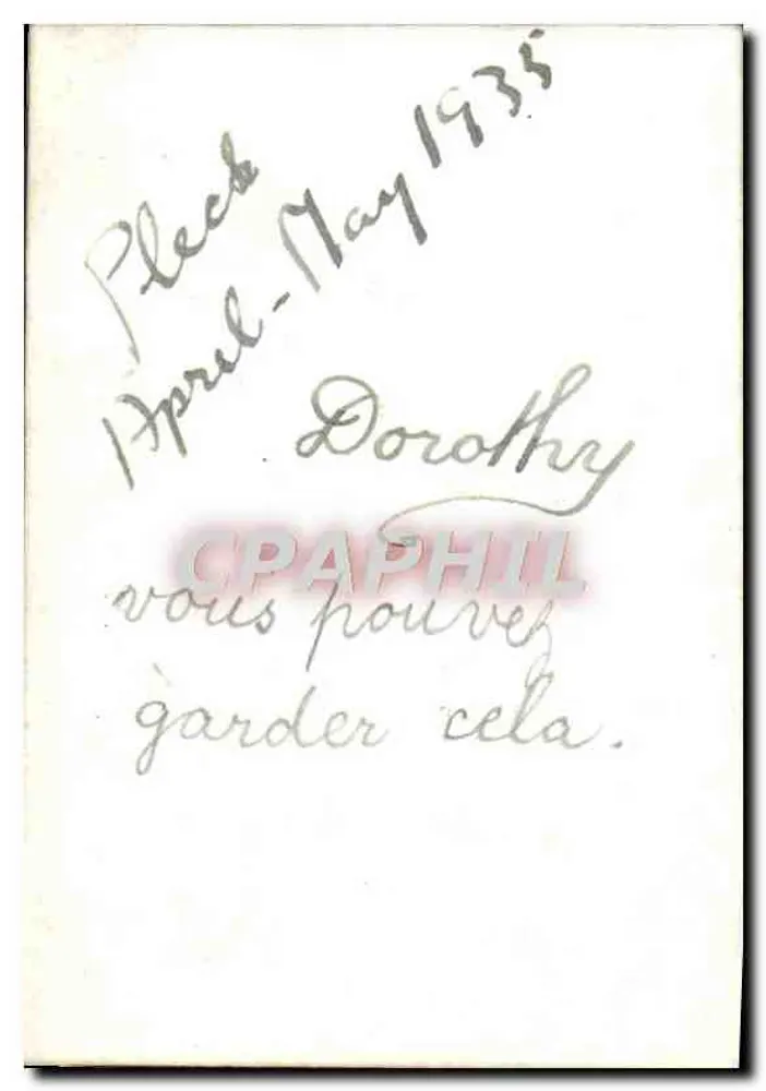 Mädchen vor Ziegelmauer — Plect, April-May 1935 — handschriftliche Inschrift - Rückseite