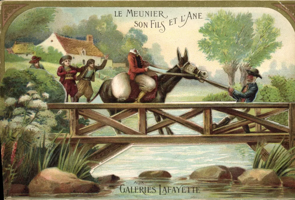 Der Mühler, sein Sohn und das Esel — Szenen vom Brücke — Verlag GALERIES LAFAYETTE - Vorderseite