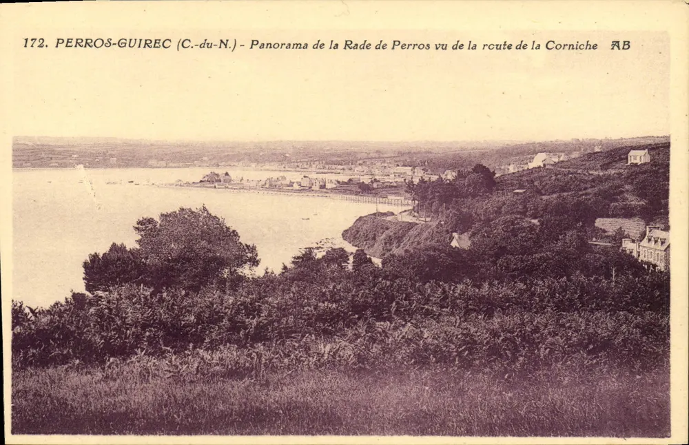 Perros-Guirec (C.-du-N.) - Panorama der Bucht von Perros von der Cornichestraße aus - AB - Vorderseite