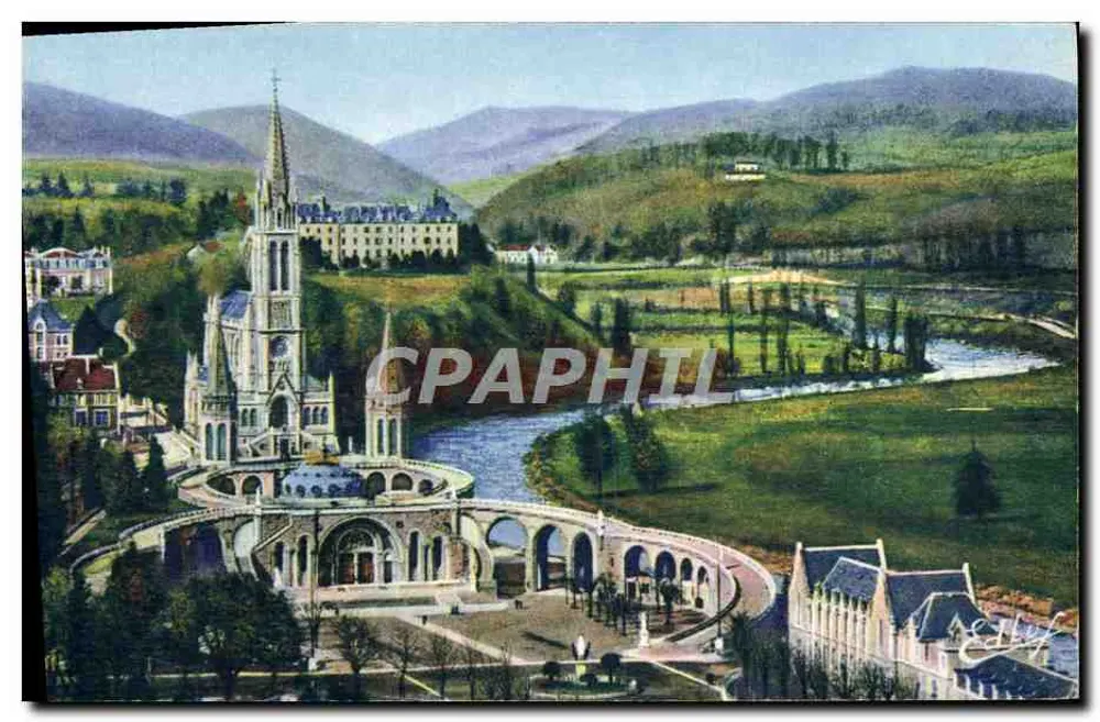 Lourdes — Die Basilika vom Château-Fort aus gesehen — Edition F. Docen, 8, Place du Maine, Lourdes - Vorderseite