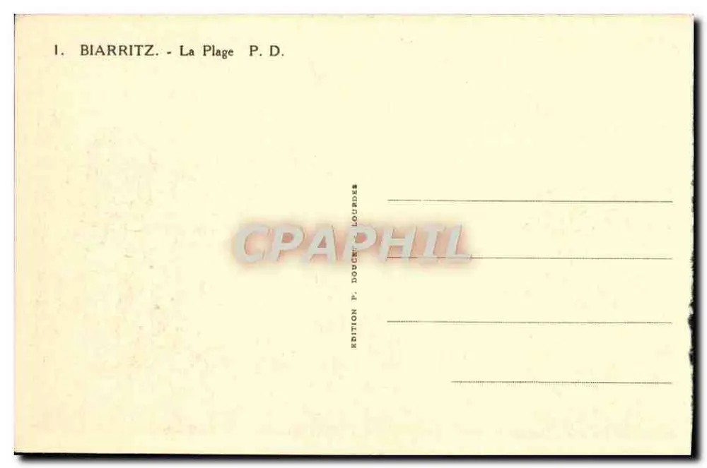 Biarritz - A Praia — P.D. — Edição P. Doucet, Louvres - Verso