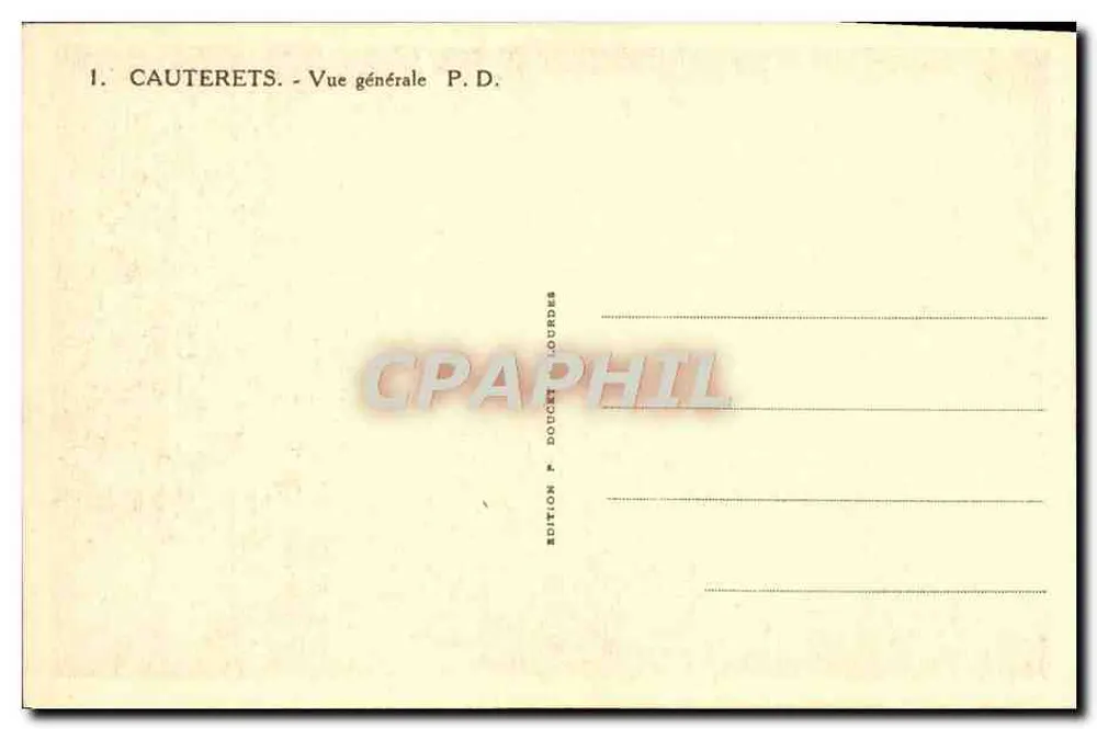 Cauterets — Vista geral — Edição P. Doucet, Lourdes - Verso