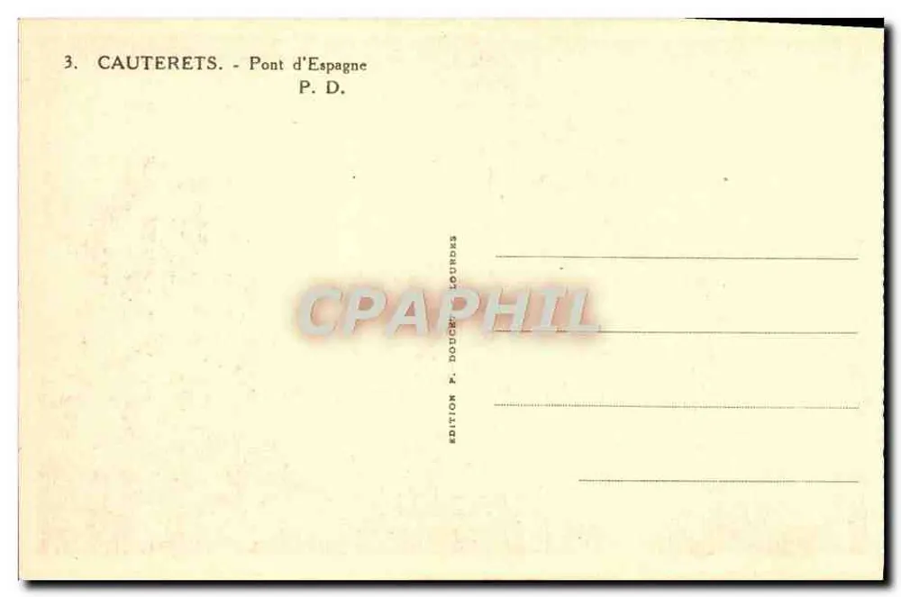 Cauterets - Ponte da Espanha — Edição P. Doucet-Lourdes - Verso