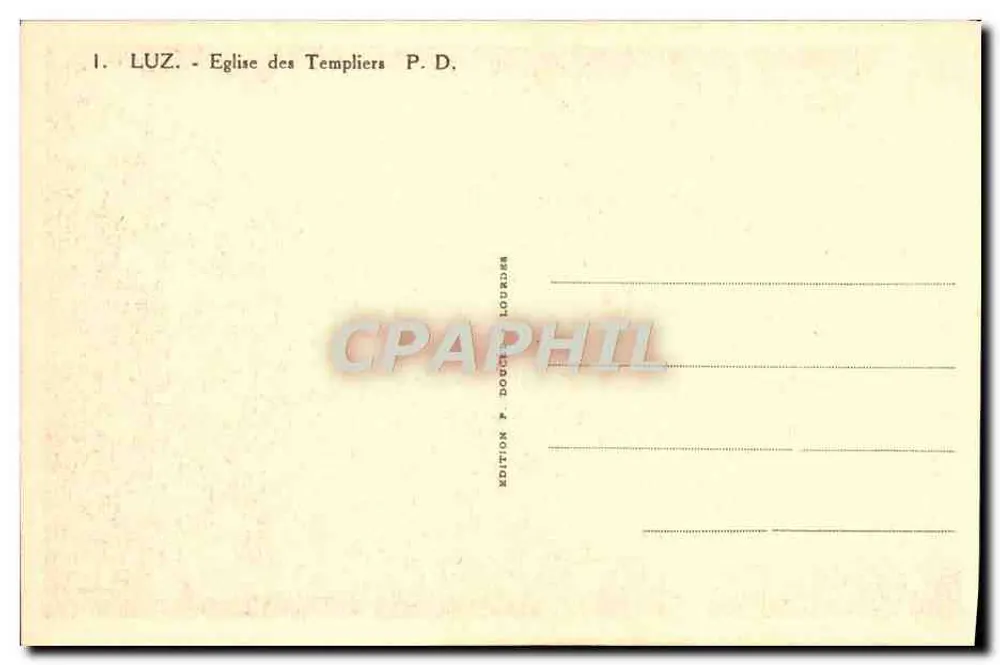 Luz - Igreja dos Templários — Edição P. Dourdes - Verso