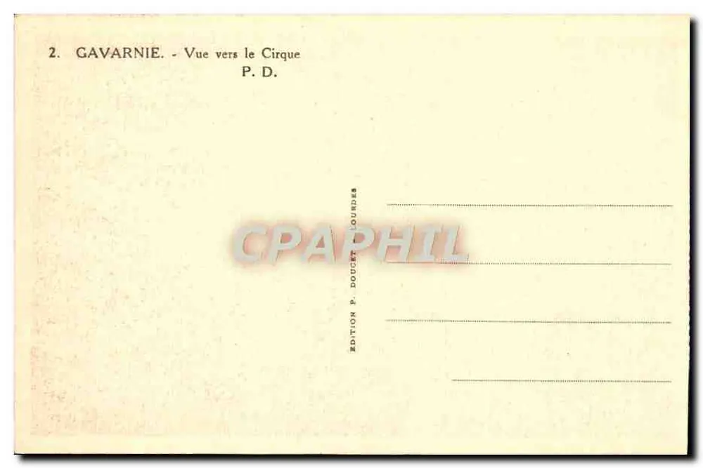 Gavarnie — Vista para o Cirque — Edição P. Doucet Lourdes - Verso