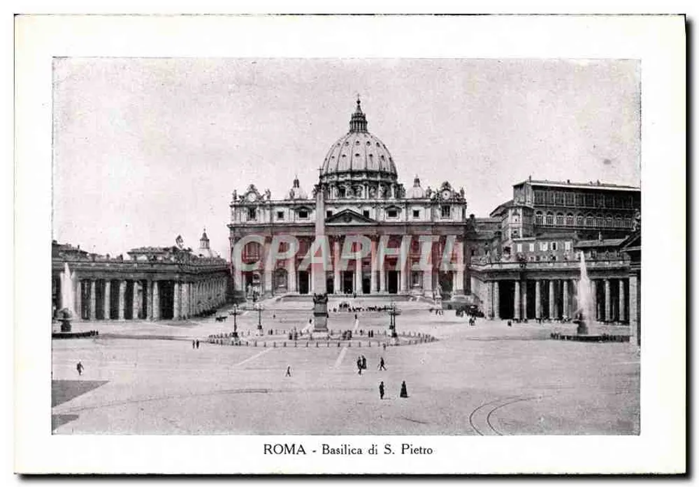 Roma - Basilica di S. Pietro — vue de la place Saint-Pierre avec le dôme et les colonnades, éditeur CPAPHIL, n° de série non visible - Frente