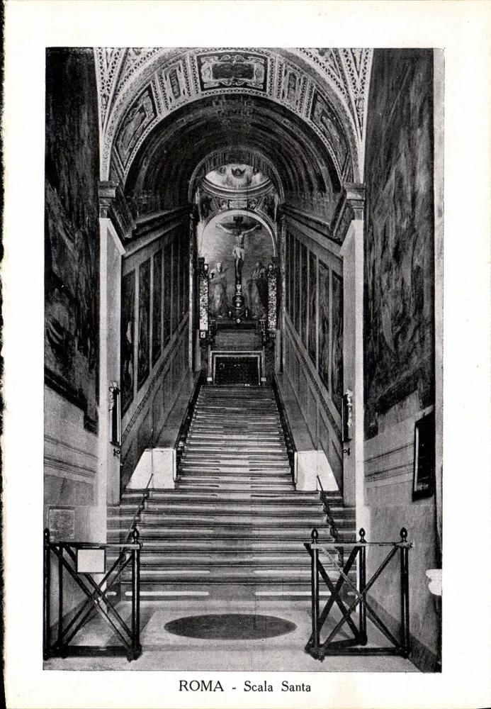 Roma - Scala Santa — escaliers intérieurs ornés de fresques et de statues — éditeur non identifié - Frente