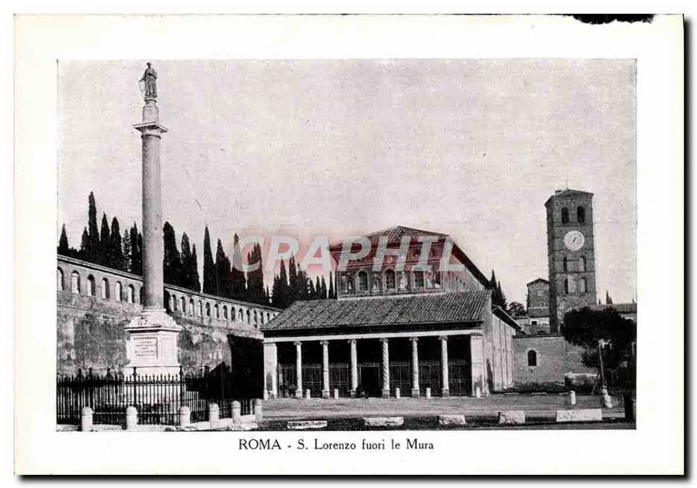 Rom - S. Lorenzo fuori le Mura — Kirche mit Säule und Turm, Verlag CRAPHIL - Vorderseite