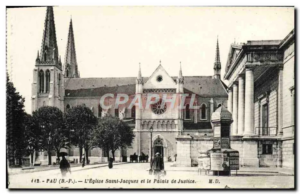 Pau (B.-P.) — L'Église Saint-Jacques und das Palais de Justice — M.D. - Vorderseite