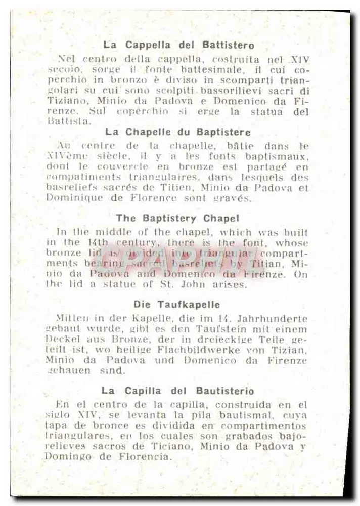 Kapelle des Taufkirchens — Innenraum mit Mosaiken — unbekannter Verlag - Rückseite