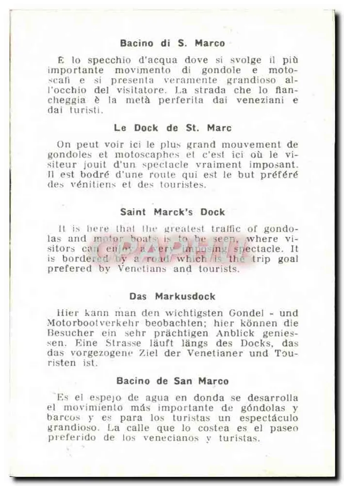 Luftbild von Venedig — Bacino di San Marco — Verlag G. F. S. - Rückseite
