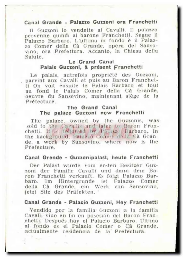 Venedig — Der Große Kanal mit der Basilika della Salute — unbekannter Verlag, Nr. 4 - Rückseite