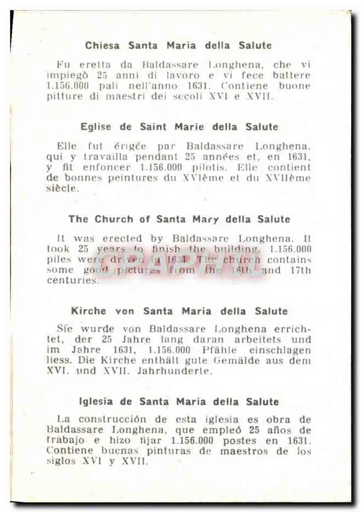 Venedig — Basilika Santa Maria della Salute — Verlag nicht angegeben, Seriennummer nicht sichtbar - Rückseite