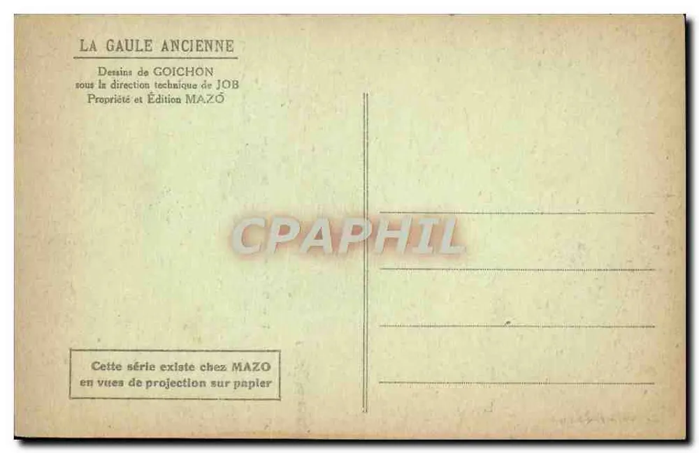 A Gália Antiga — Carta física — Desenhos de Goichon, direção técnica de Job, edição Mazo - Verso