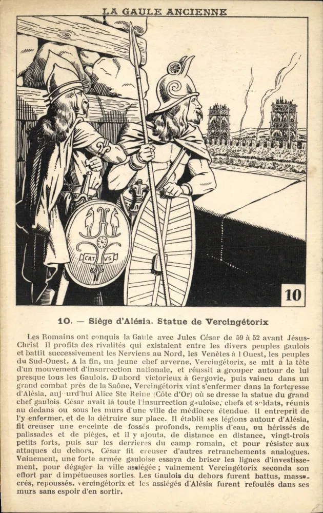 Belagerung von Alesia. Statue von Vercingetorix — Altgallien — Zeichnungen von Goichon, Edition Mazo, n°10 - Vorderseite