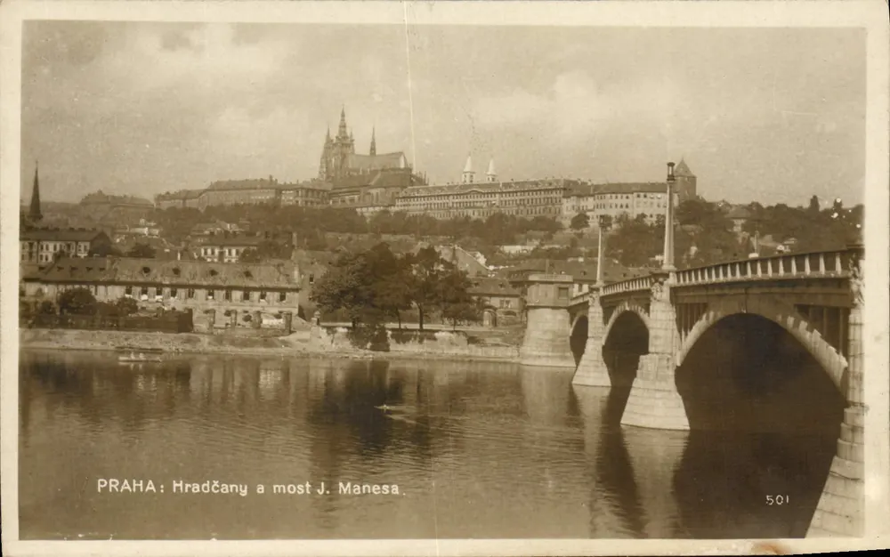 PRAHA : Hradčany und Brücke J. Manes — V. Čermák, n° 501 - Vorderseite