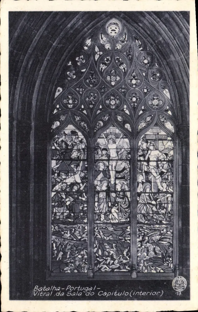 Batalha - Portugal — Vitral da Sala do Capítulo (interior) — Editor: Fotografia Artística, Lda. - Leiria, n° 13 - Frente