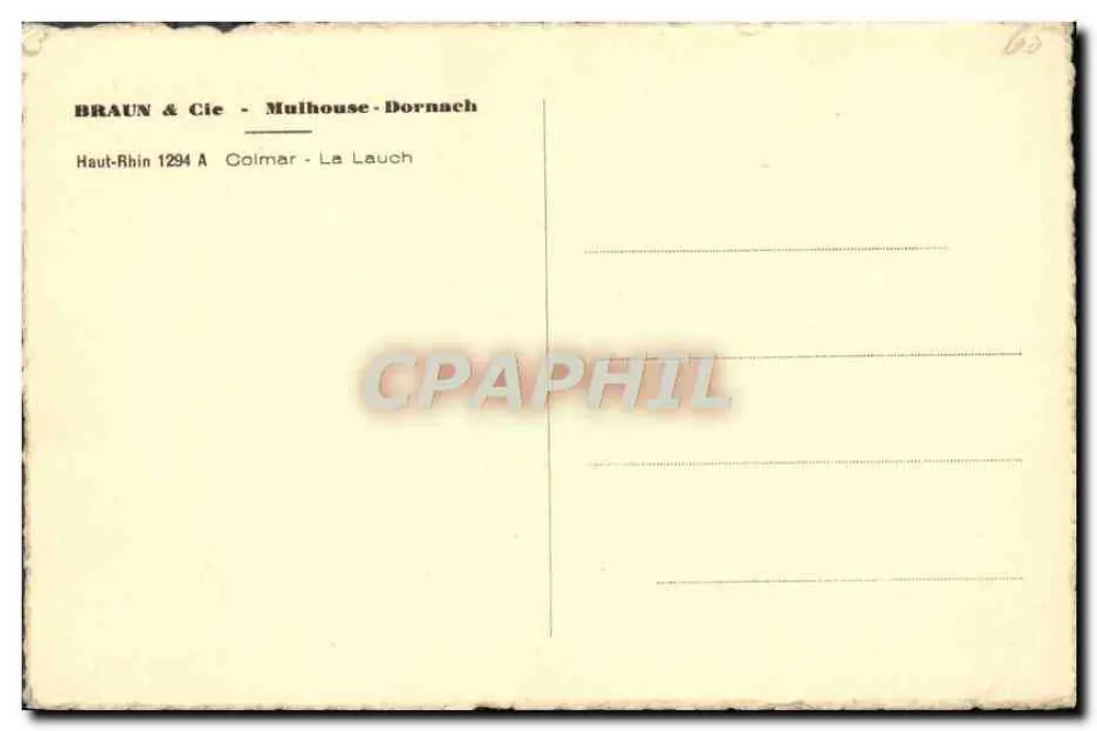 Canal de Colmar — vista pitoresca com barco — BRAUN & Cie - Mulhouse-Dornach - Verso