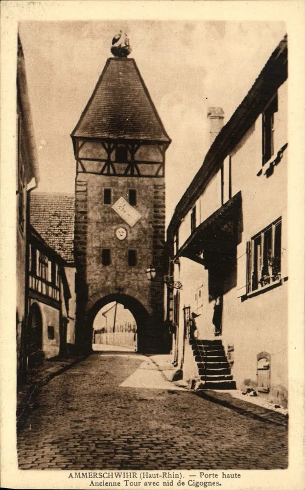 Ammerschwihr (Haut-Rhin) — Alte Turm mit Storchennest — J. Kunz, Verleger - Vorderseite
