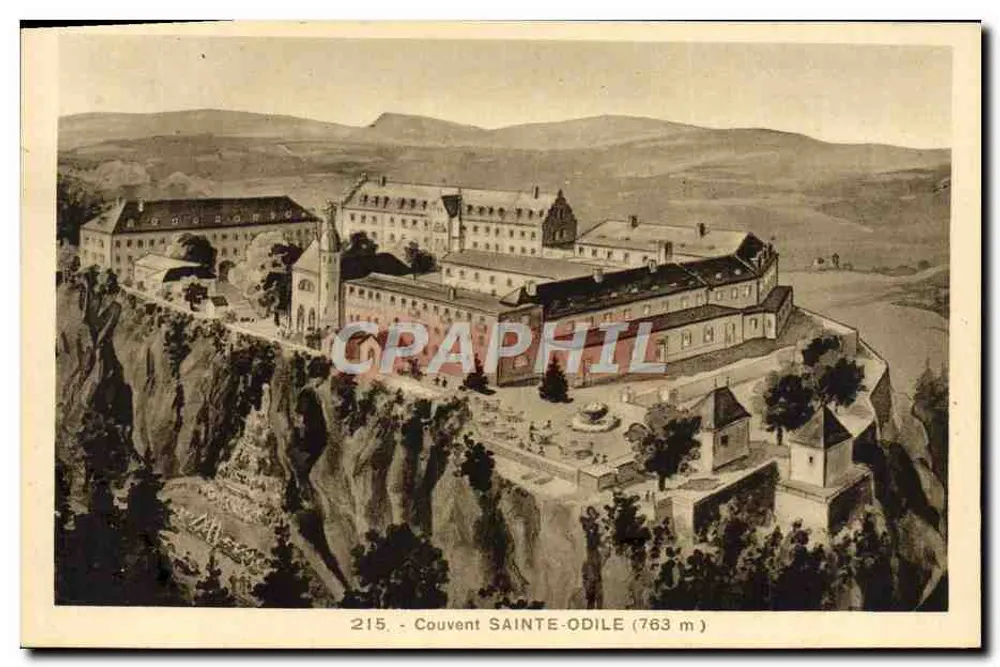 Convento de Santa Odila — vista aérea — Félix Loub, editor, Strasbourg, n° 215 - Frente