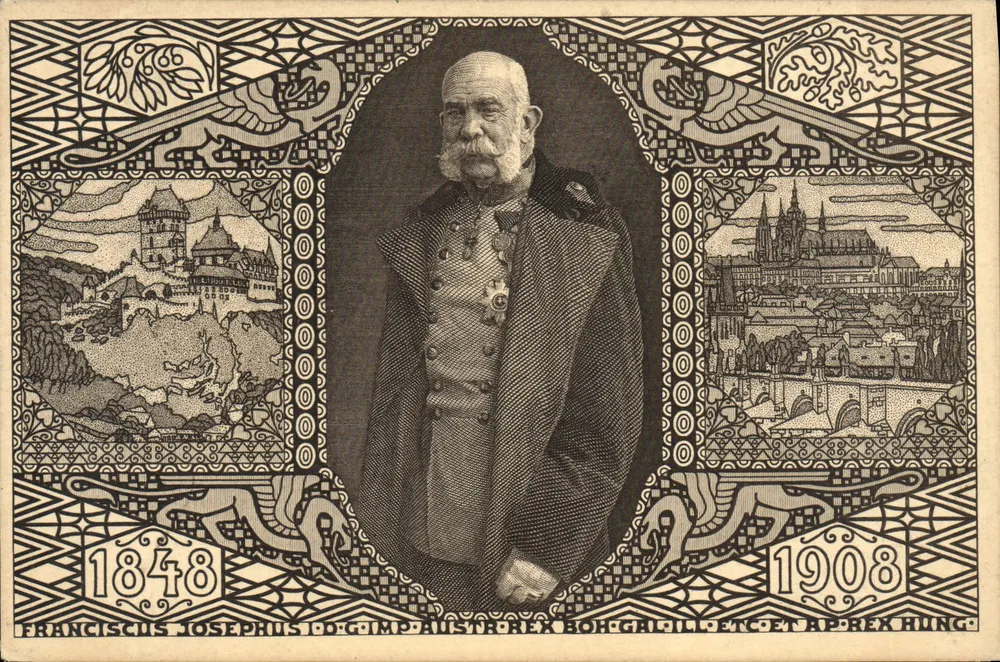 Festival de Jubileu de Praga 1908 — Franz Joseph I — editor não visível - Frente