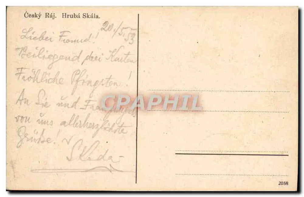 Tsjechisch Paradijs. Hrubá Skála — uitzicht op het kasteel en de rotsen — n° 2058 - Achterkant