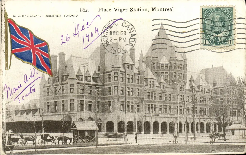 Estação Place Viger, Montreal — vista arquitetônica — W. G. MacFarlane, Toronto, n° 862 - Frente