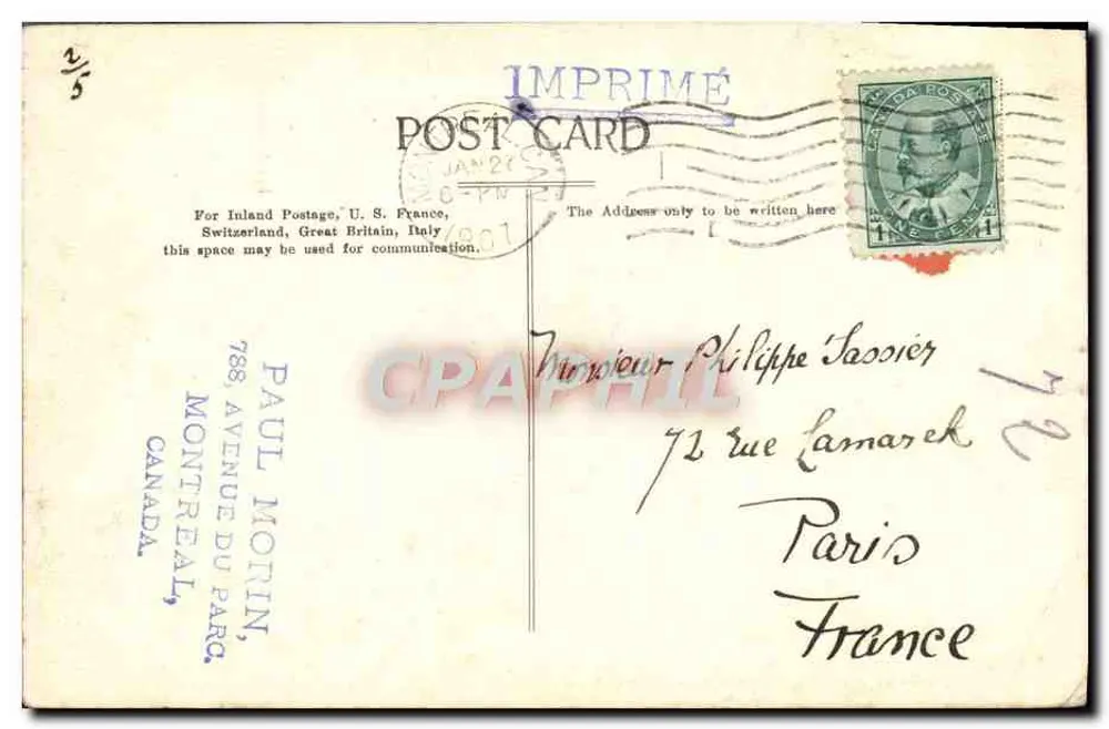 Niagara Falls — Ice Mountain — Montreal Import Co. No. 503 - Verso