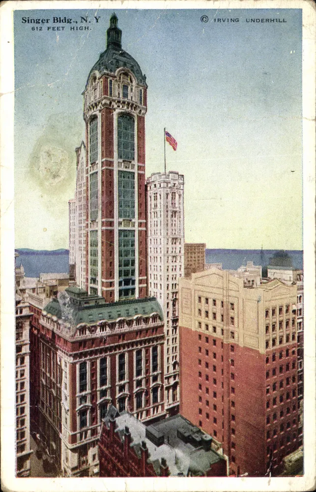 Singer Bldg., N.Y. — tour de 612 pieds — éditeur Irving Underhill - Frente