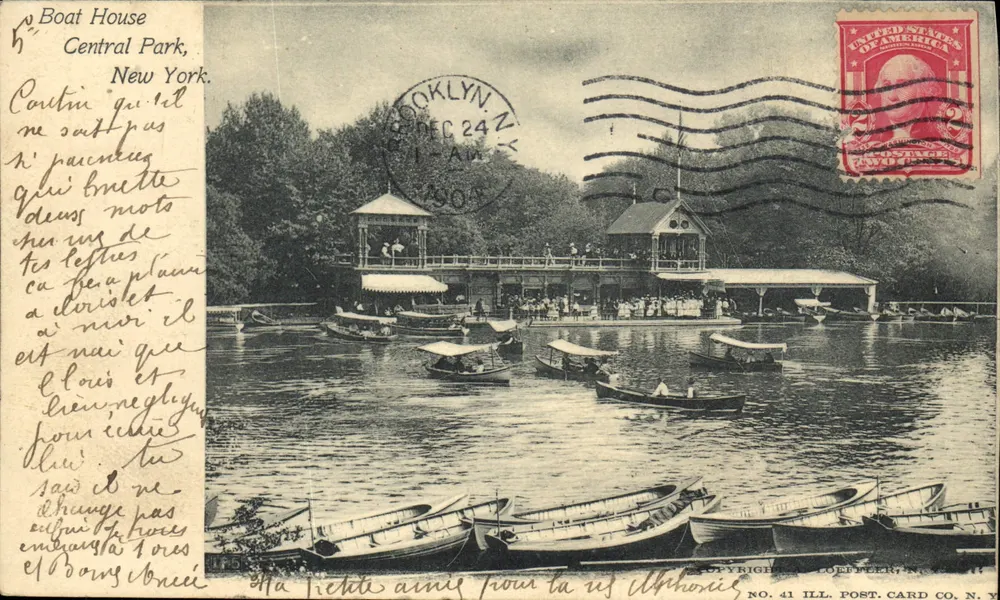 Boat House — Central Park, Brooklyn, New York — ILL. POST CARD CO. N.Y. n°41 - Frente