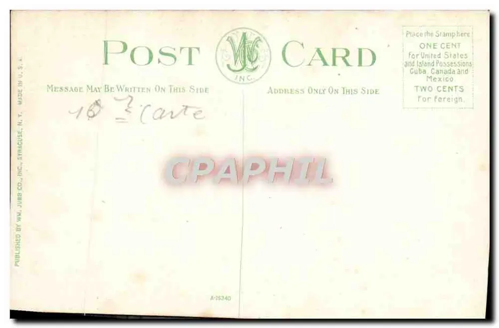 Nachtansicht einer Stadt — Verlag Wm. Jurb Co., N.Y. — Nr. A-15340 - Rückseite