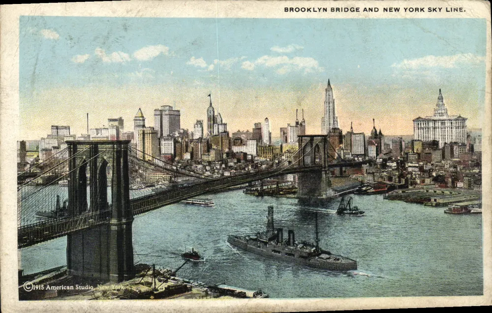 Brooklyn Bridge e skyline de Nova York — American Studio, 1915 - Frente